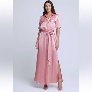 L'AGENCE Blush Midi Shirt Dress